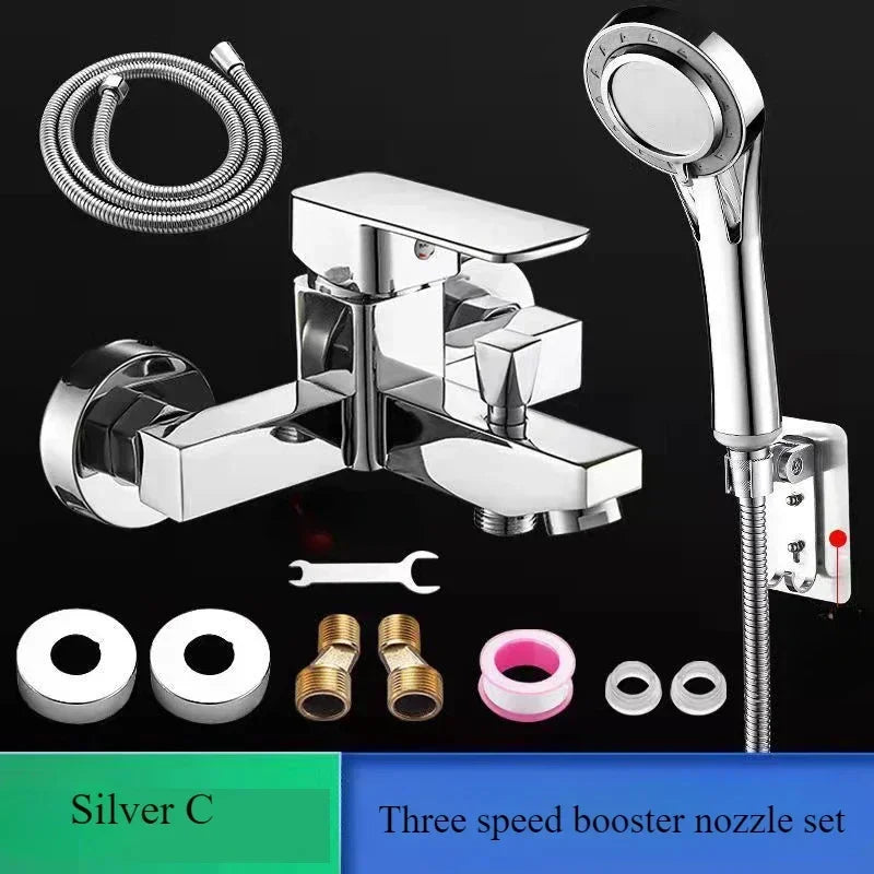 Wall Mounted Shower Faucet Bathroom Bathtub Faucet Household Shower Set Hot and Cold Mixing Valve Toilet Shower Accessories